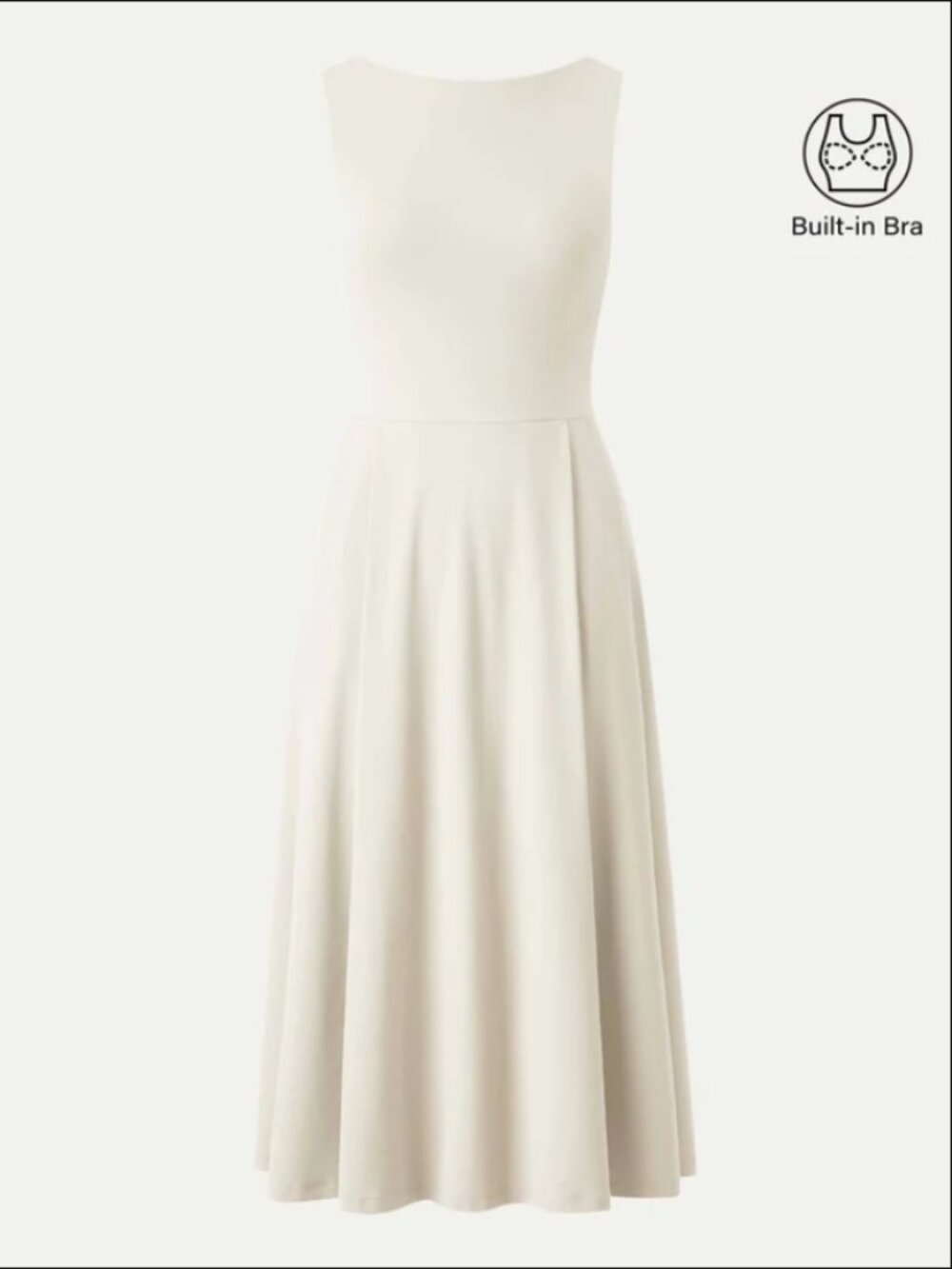 Ponte-De-Roma Boatneck Bamboo Ponte Bra Midi Dress with Pockets - Milk Cream